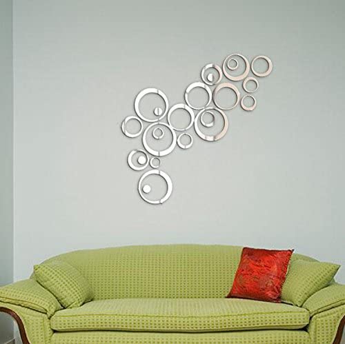 Dubkart Wall stickers 24 PCS 3D Circle Mirror Home Decor Wall Stickers