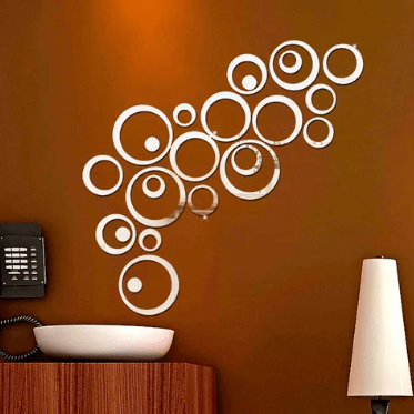 Dubkart Wall stickers 24 PCS 3D Circle Mirror Home Decor Wall Stickers