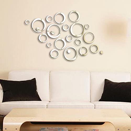 Dubkart Wall stickers 24 PCS 3D Circle Mirror Home Decor Wall Stickers