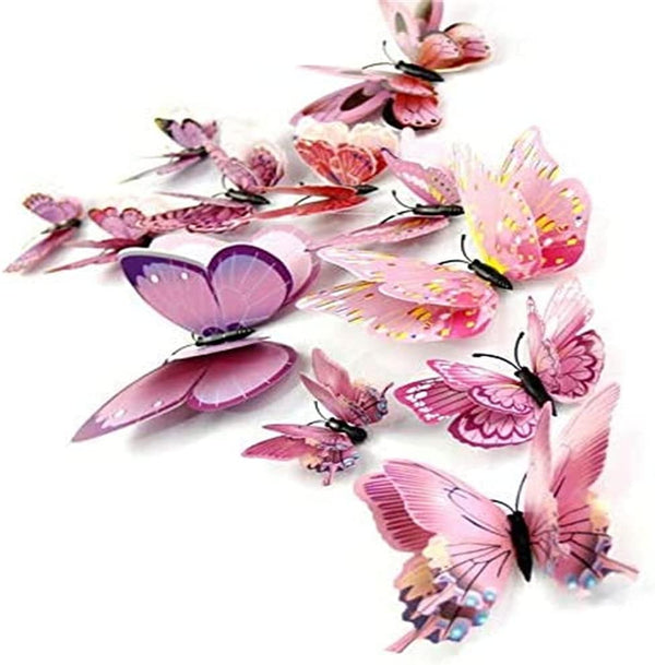 Dubkart Wall stickers 3D Double Layer Butterfly Wall Sticker Home Decor