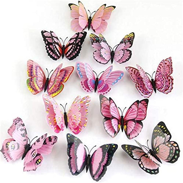 Dubkart Wall stickers 3D Double Layer Butterfly Wall Sticker Home Decor