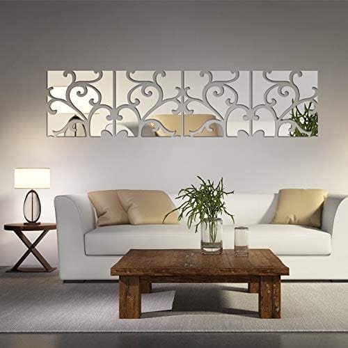 Dubkart Wall stickers 8 PCS Large 3D Decorative Wall Mirror Decals Home Modern Acrylic Fixed Living Surface DIY Wall Sticker