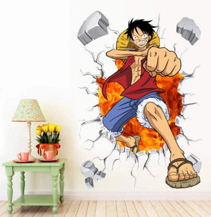 Dubkart Wall stickers Anime 3D Luffy Zoro One Piece Wall Sticker