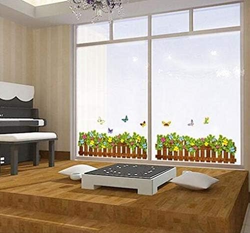 Dubkart Wall stickers Butterfly And Flowers Fence 3D Wall Sticker (50 X 70 cms)