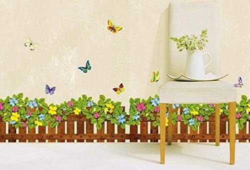 Dubkart Wall stickers Butterfly And Flowers Fence 3D Wall Sticker (50 X 70 cms)