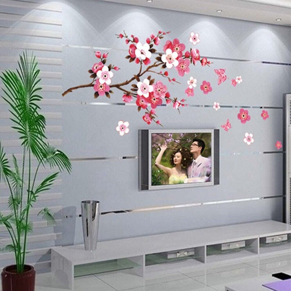 Dubkart Wall stickers Cherry Blossom Flower Butterfly Wall Art Sticker