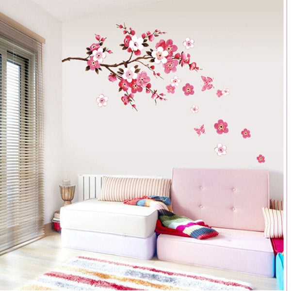 Dubkart Wall stickers Cherry Blossom Flower Butterfly Wall Art Sticker