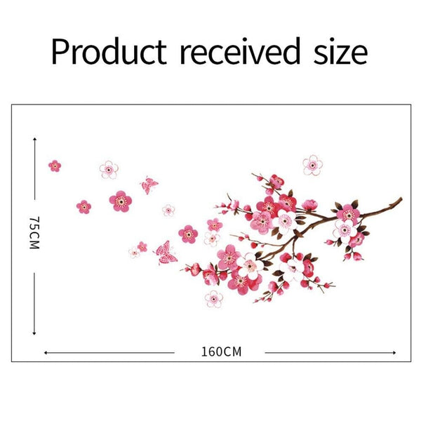 Dubkart Wall stickers Cherry Blossom Flower Butterfly Wall Art Sticker