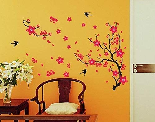 Dubkart Wall stickers Cherry Blossom Pink Flowers Wall Sticker Home Decor