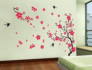 Dubkart Wall stickers Cherry Blossom Pink Flowers Wall Sticker Home Decor