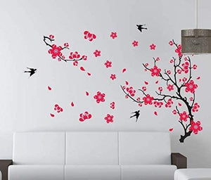 Dubkart Wall stickers Cherry Blossom Pink Flowers Wall Sticker Home Decor