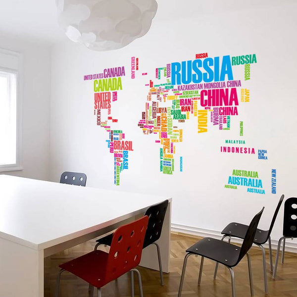 Dubkart Wall stickers Colorful World Map Country Wall Sticker