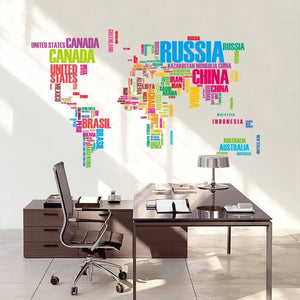 Dubkart Wall stickers Colorful World Map Country Wall Sticker