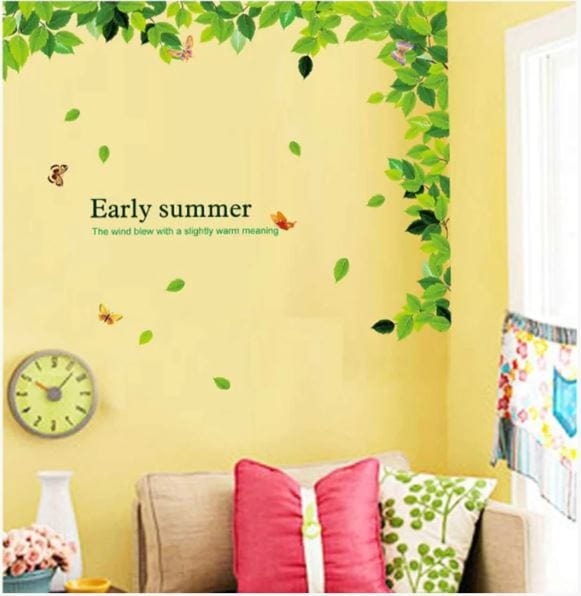 Dubkart Wall stickers Green Leaves & Butterflies Wall Sticker Home Decor