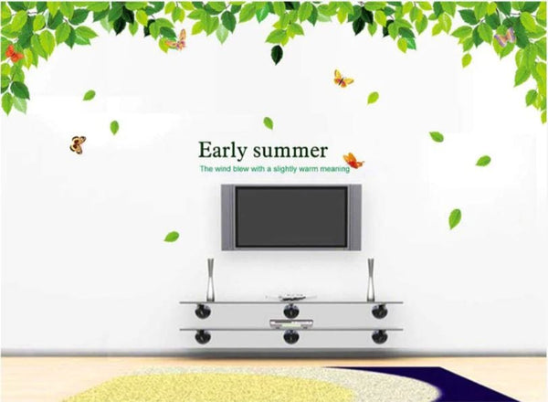 Dubkart Wall stickers Green Leaves & Butterflies Wall Sticker Home Decor