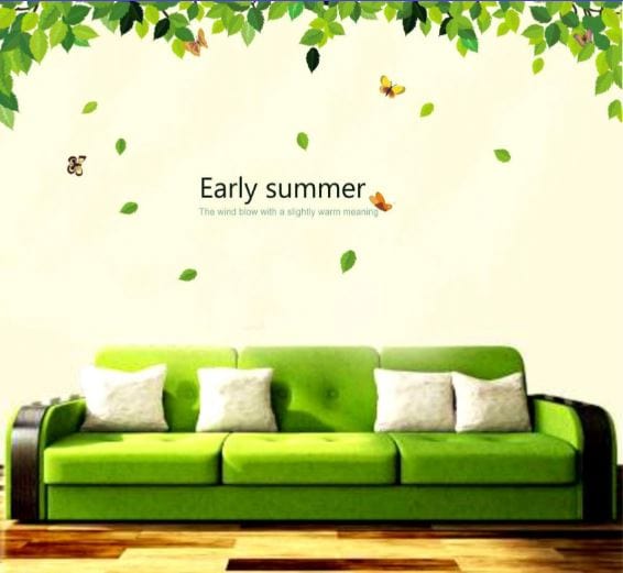 Dubkart Wall stickers Green Leaves & Butterflies Wall Sticker Home Decor