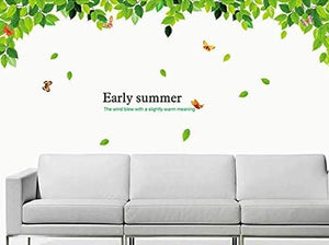 Dubkart Wall stickers Green Leaves & Butterflies Wall Sticker Home Decor