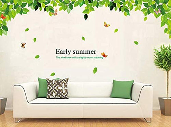 Dubkart Wall stickers Green Leaves & Butterflies Wall Sticker Home Decor