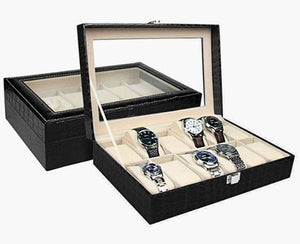 Dubkart Watch accessories Crocodile Grain 12 Compartment Watch Jewelry Box Case